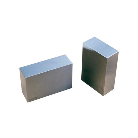 1 By 2 By 3 Block With No Holes From HHIP Hardened To RC 58 60 And Ground To 6 To 10 Micron Finish With 0.0001 Inch Accuracy Sold As A Matched Pair For Precision Machining And Setup, showing two metal blocks side by side.