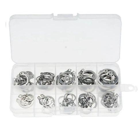 Stainless Steel Retaining Circlips Set 100 Pcs M8 M9 M10 Internal External Snap Rings Kit For Mechanics And DIYers.