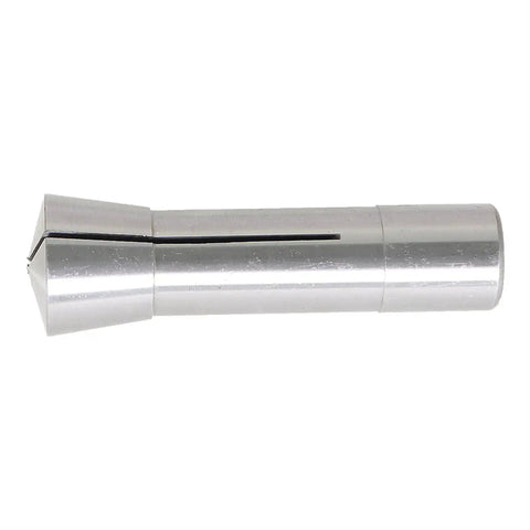 Side view of a steel R8 collet, part of a Spring Collet Set R8 Size One Eighth To Seven Eighths Inch In Steel Seven Piece Kit For CNC Milling