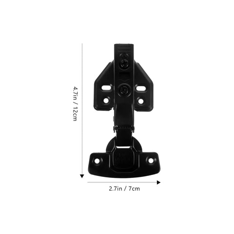 Front view of Two Pack Full Overlay Frameless Concealed Damping Cabinet Hinges With Quiet Soft Close, 4.7x2.7in, black metal.