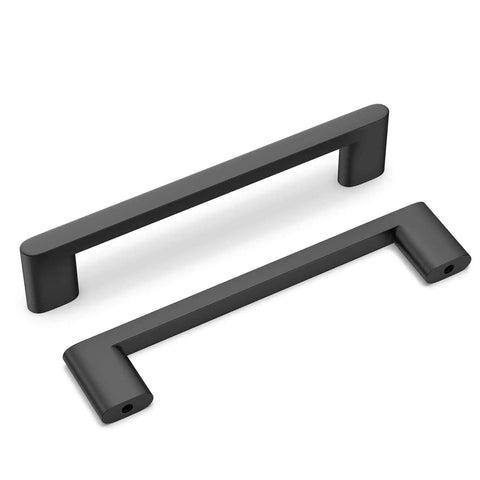 10 Pack 5 Inch Matte Black Cabinet Pulls For Kitchen Cabinets, Dresser Drawers, And Cupboards, Modern Square Aluminum Alloy Handles