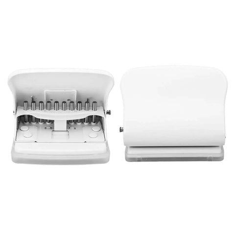 Manual 10 Hole Punch for Loose Leaf Paper A4 to A6 and B5 Sizes, 10 Sheets Capacity, Sturdy Metal Body with Flip Tray