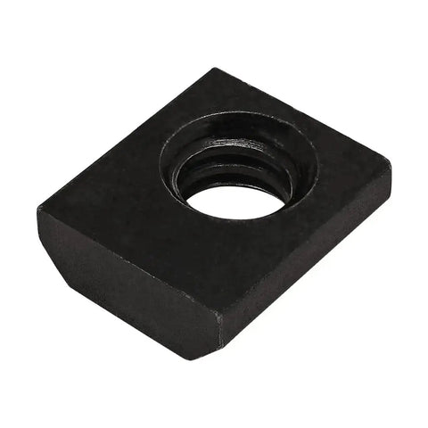 Slide-In 1/4-20 Steel T-Nut for 1 Inch Extruded Aluminum 80/20 T Slot Profiles with Black Zinc Finish, front view