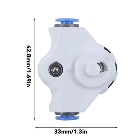 Manual Filament Feeder Adapter For BambuLab P1P P1S X1 X1C A1 AMS Lite Dryer Box, white plastic with dimensions 42.8mm x 33mm