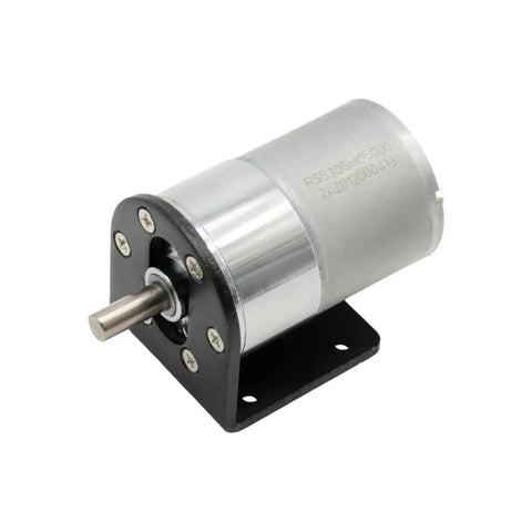 Powerful 12V DC Geared Motor With Bracket For Robotics, 600 RPM, 37mm Diameter Gearbox, shown from front side angle.