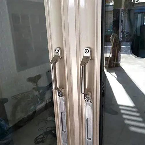 304 Stainless Steel Drawer Cabinet Pulls and Knobs Handle Hardware in Satin Nickel Finish installed on glass doors