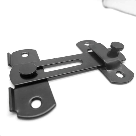 Sliding Barn Door Lock For Privacy In Stainless Steel, close-up of durable latch for barn doors, 3.9 x 2.75 inches.