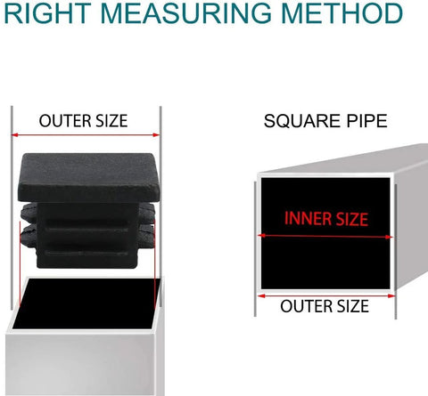 Square Plastic Plug For Three Quarters Inch Tubing Fits Inside Diameter Eleven Sixteenths Inch End Cap measuring guide illustration.