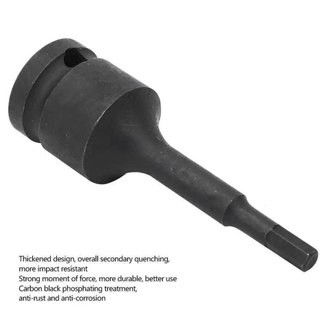 1/2-inch hex bit socket adapter for impact wrench; black alloy body with cylindrical head.