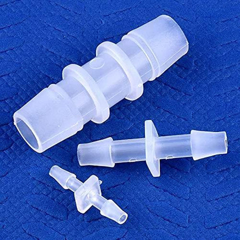 JoyTube plastic 1/8 inch hose barb connectors, translucent white, 12-pack with union adapters