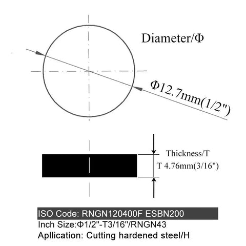 Round Solid CBN Inserts For Hardened Steel And Cast Iron High Speed Lathe Tooling RNGN Series One Quarter To One Half Inch Diameter