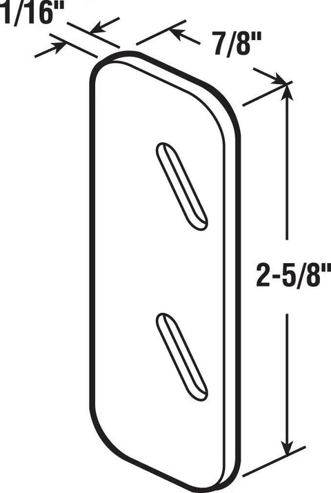 Screen Door Shim Plates 1/8 Inch Thick 7/8 Inch Wide 2-5/8 Inch Tall Gray Plastic DIY Friendly 100 Pack dimensions diagram