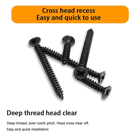 DIY Wood Screws Set M3 M4 M5 With Drywall Anchors Kit, 320 Carbon Steel Self Tapping Flat Head Screws in close-up view
