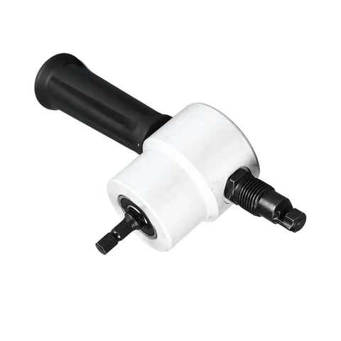Dual Head Sheet Metal Nibbler Cutter For Power Drill Attachments, 360 Degree Adjustable Nibbler Tool Kit, close-up on white background