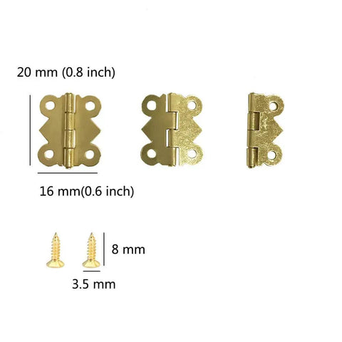 Antique Brass Mini Butterfly Hinges With 200 Screws For Wooden Boxes And Jewelry Chests 50 Pieces 20x17mm Durable Iron Construction
