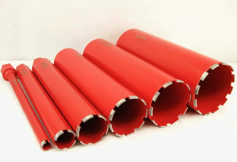 1 To 6 Inch Diamond Wet Core Drill Bit Set With One Quarter Inch Threaded Shank For Concrete Rebar Asphalt Brick Rock And Masonry Hole Cutting And Barrel Coring Bits