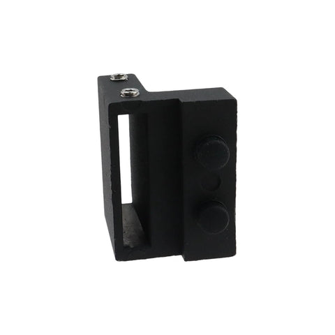Black Carbon Steel Sliding Barn Door Roller Stopper Hardware Set, noise-reducing, 1.57 inch tracks, side view, includes wrench.