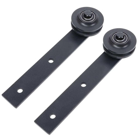 Two Pack Sliding Door Track Rail Pulley Wheel Rollers Barn Door Hardware Kit Heavy Duty Carbon Steel For Ultra Smooth Quiet Glide