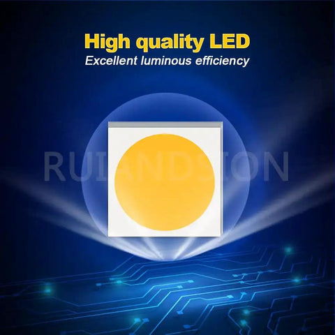 High quality LED lighting with excellent luminous efficiency, highlighting technology background.