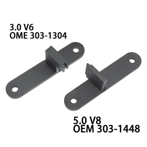 Two metal components from the Land Rover Jaguar Camshaft Timing Tool Kit For 5.0L V8 And 3.0L Supercharged V6 Engines, top view.