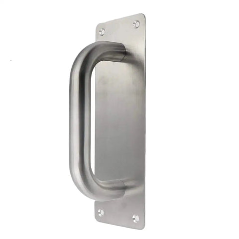 Stainless Steel Door Pull Handle With Plate Heavy Duty Barn Door Hardware For Shed Gate 7 7/8 Inch Long By 2 9/16 Inch Wide 180mm Mounting Centers