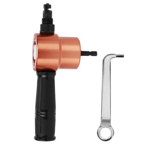 Double Head Sheet Nibbler Metal Cutter Drill Attachment with wrench for 360° cutting, straight curve and circle metal work