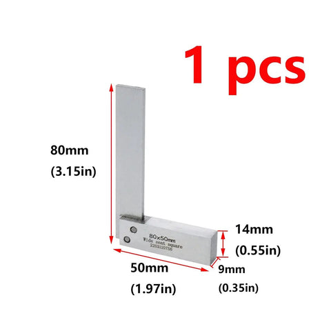 Pro Grade Machinist Square For Precision Layout And Machine Setup, Wide Seat 90 Degree Right Angle Ruler In Hardened Steel, L Shape Measuring Tool 3.2 x 2 Inches, DIN 875 Grade 1, Precision Ground, 1 Pc
