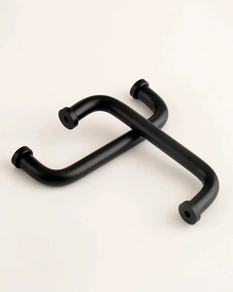 Five Pack Matte Black Modern Cabinet Pulls 3.75 Inch Hole Center 96mm Dresser Drawer Cupboard Handles Aluminum 6063 Alloy