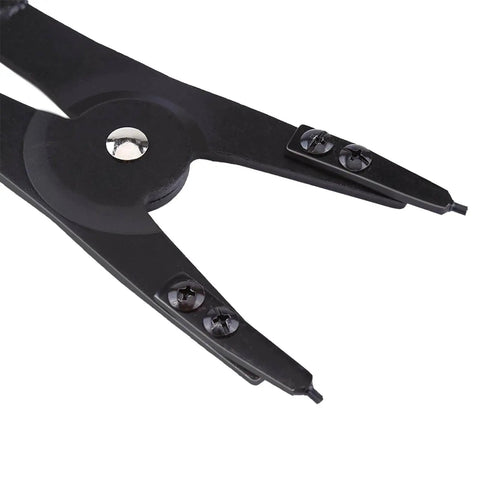 Close-up of Beefy Heavy Duty 16 Inch Snap Ring Pliers Set For Internal And External Circlips Two Piece With Twelve Tips