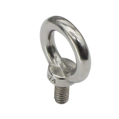 Four Pack Quarter Inch UNC Eye Bolts, 316 Stainless Steel Marine Grade Shoulder Lifting Rings, Heavy Duty Rigging Eye Bolts For Marine