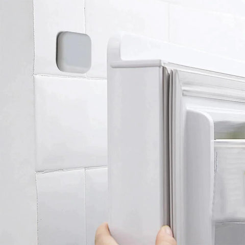 Square silicone bumper pad on wall near open refrigerator door, silicone bumper pads round and square with strong self adhesive backing no drill anti collision stickers for home refrigerators cabinets doors and more reduces noise and protects furniture walls and surfaces