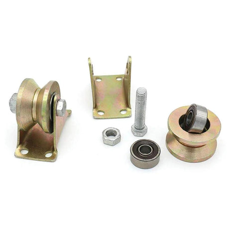 V Groove Rigid Track Wheel Sliding Gate Roller With Bracket Beefy Heavy Duty Barn Door Casters 120mm 45 Steel Components