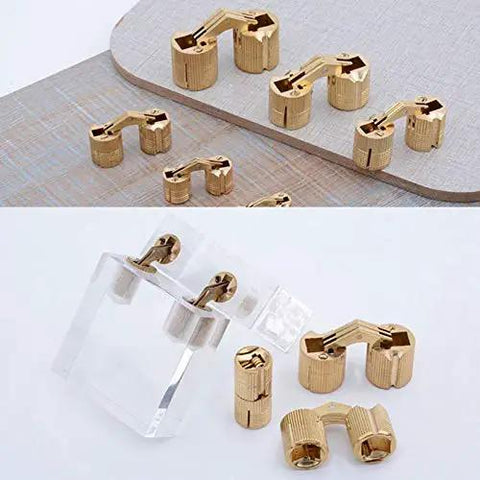 Hidden Brass Barrel Hinges With 180 Degree Opening For Concealed Furniture And Jewelry Box DIY Crafting Durable Brass Link Hardware In Sizes 8mm Through 18mm 1 Pc displayed on a surface.