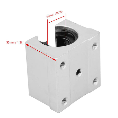 SBR16UU Aluminum Linear Motion Ball Bearing Slide Block For High Speed High Precision Equipment Smooth Low Friction Open Linear Roller Bearing Bushing For Linear Motion Guides Built To Last, 16mm x 33mm dimensions shown