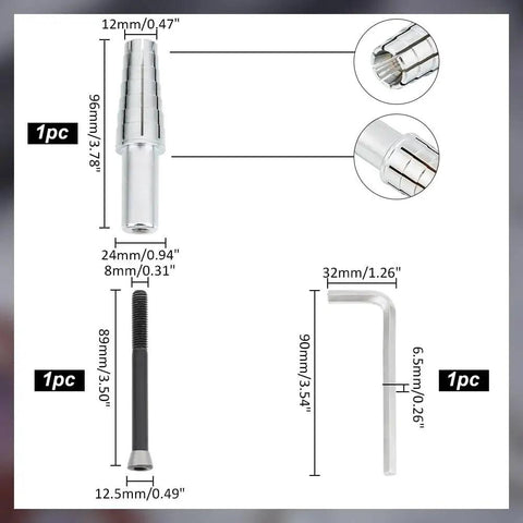Diagram of Expanding Ring Mandrel Set With Hex Allen Key For Ring Making And Lathe Work Heavy Duty Steel Ring Stretcher.