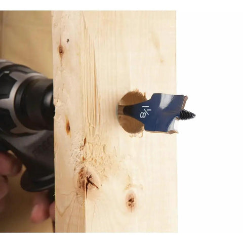 Daredevil Standard Spade Bit 1 Inch By 6 Inch For Quick Drilling And Clean Holes With Full Cone Threaded Tip in wood drilling action