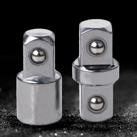 Socket sleeve adapters, chrome-plated 3/8-inch, ball-detent ends, two pieces