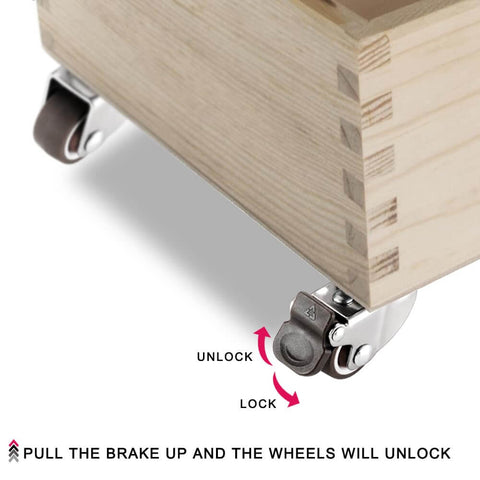 Small Caster Wheels 1" - Low Profile Swivel Casters Set of 4, Quiet Rolling Rubber Plate Wheels for Small Furniture, 2 with Brakes & 2 Without