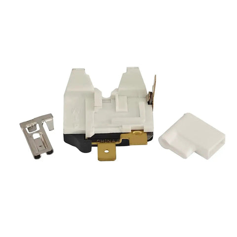 Overload Relay Protector DA34-00004D replacement for Samsung refrigerator shown disassembled with metal and plastic parts.