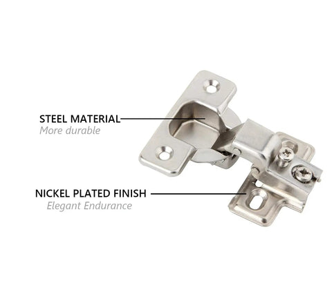 Soft Close Face Frame Concealed Cabinet Hinges 105 Degree Self Closing 6 Pack With Steel Nickel Plated Finish Built To Last For Durable Kitchen Cabinets And Custom Woodwork Silverline, highlighting steel material and nickel plated finish.
