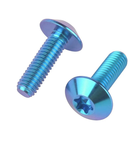 Blue Titanium M5 20mm Button Torx Bolt T25 Drive Blue 4 Pack For Bike And Motorcycle TC4 Titanium Alloy Corrosion Resistant M5 Thread 0.8mm 12mm Head Diameter Lightweight 2.3g Each