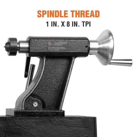 Side view of Powerful Benchtop Wood Lathe With 4.5 Amp Motor And 12 By 18 Inch Capacity Five Speed Settings Up To 3400 RPM