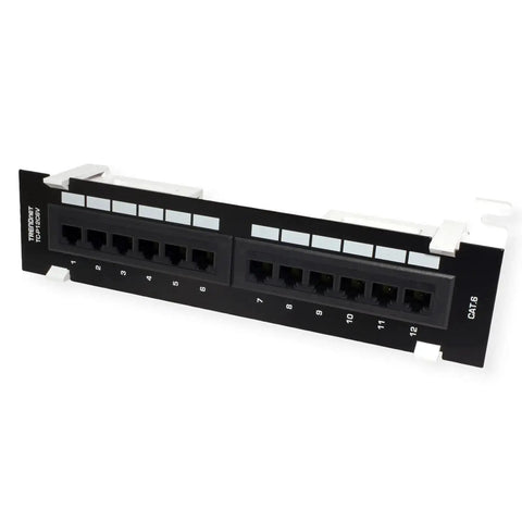 12 Port Cat6 Unshielded Patch Panel Wall Mount With Included 89D Bracket For Vertical Or Horizontal Install, Compatible With Cat5e And Cat6 RJ45 Cabling