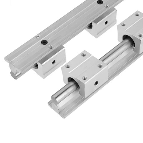 Pro Grade SBR20 Linear Rail Kit 1500mm With 4 SBR20UU Bearing Blocks for CNC Routers showing detailed close-up of rails and blocks