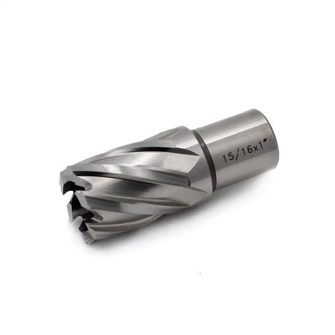 Annular Cutter 15/16 Inch Cutting Diameter With 1 Inch Depth, 3/4 Inch Weldon Shank And 2 Flats, Pilot Pin, For Magnetic Drill Press
