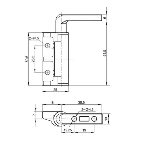 Technical drawing of Ball Bearing Door Hinges Heavy Duty Zinc Alloy Right Hand With Two Point Three Nm Torque Smooth Operation.