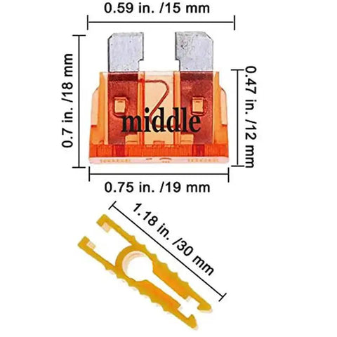 12V Blade Fuse Tap Adapter For Car Cigarette Lighter Socket cable holder dimensions shown