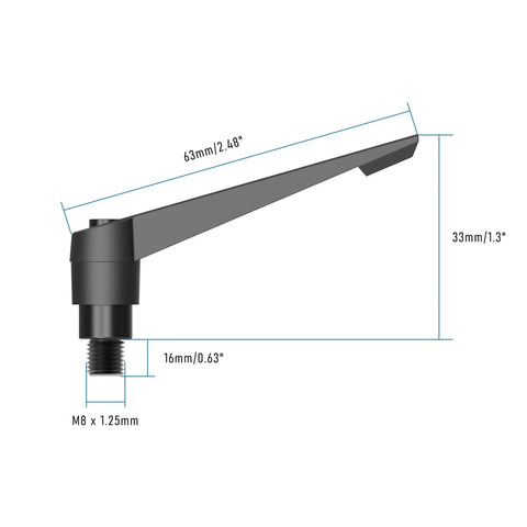 Side view of a 5Pcs Clamping Lever Handles M8 x 16mm Male Thread Adjustable Quick Release Locking Rotating Screw Bolt Stud Knobs for lathe machinery
