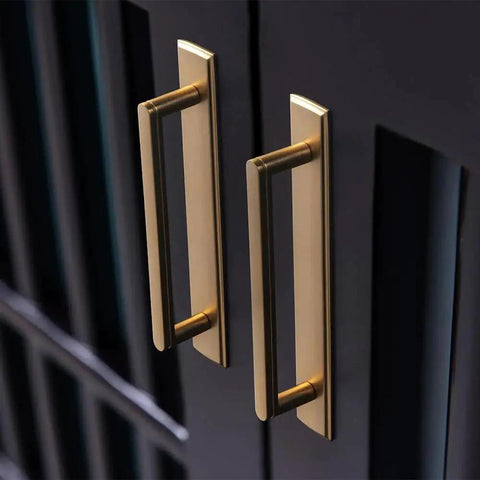 2 Pack 5 Inch Center To Center Champagne Bronze Cabinet Handles With Backplates on dark cabinet