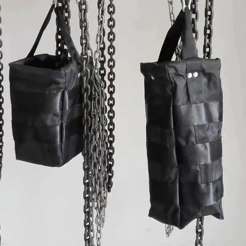 Beefed Up Heavy Duty Chain Container Bag For 2 Ton Manual Hoist, Large Capacity Chain Storage, Durable Nylon, Black, two hanging bags